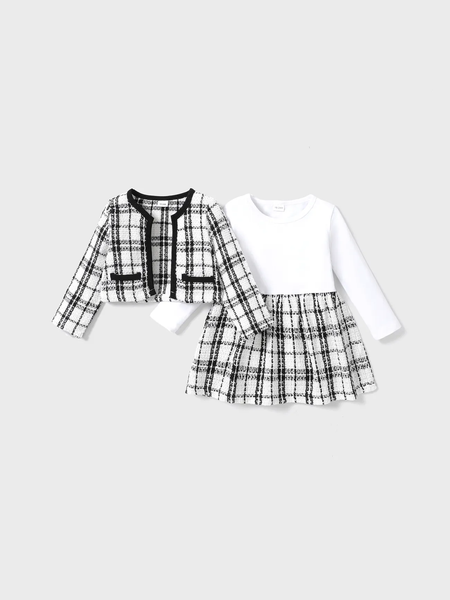 Classic and Elegant 2-piece Dress and Cardigan Set (Size: 5-6 years old)