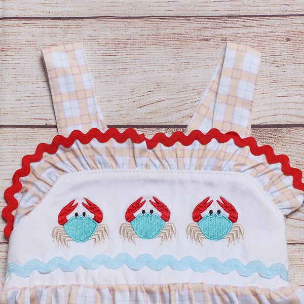 Bow Back Crab Print Ruffle Shorts Set