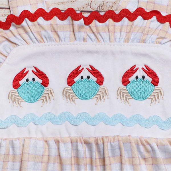 Bow Back Crab Print Ruffle Shorts Set