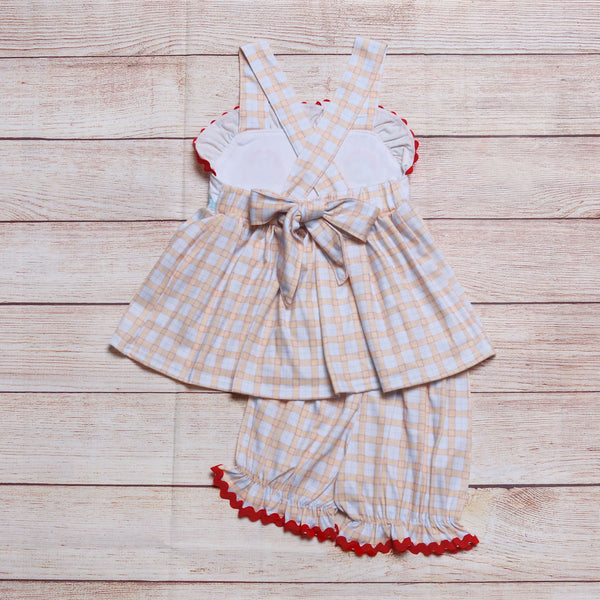 Bow Back Crab Print Ruffle Shorts Set