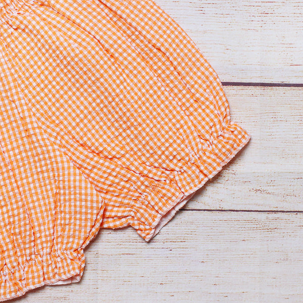 Plaid Fish Applique Ruffle Shorts Set