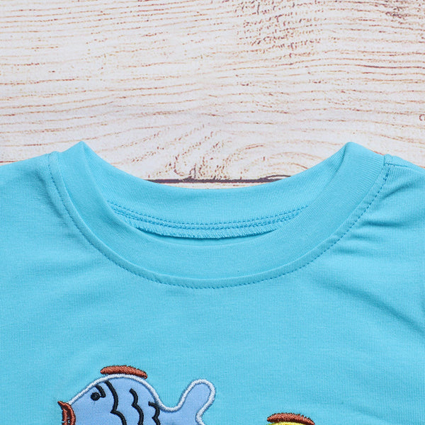 Fish Applique Top & Shorts Set