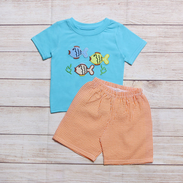 Fish Applique Top & Shorts Set