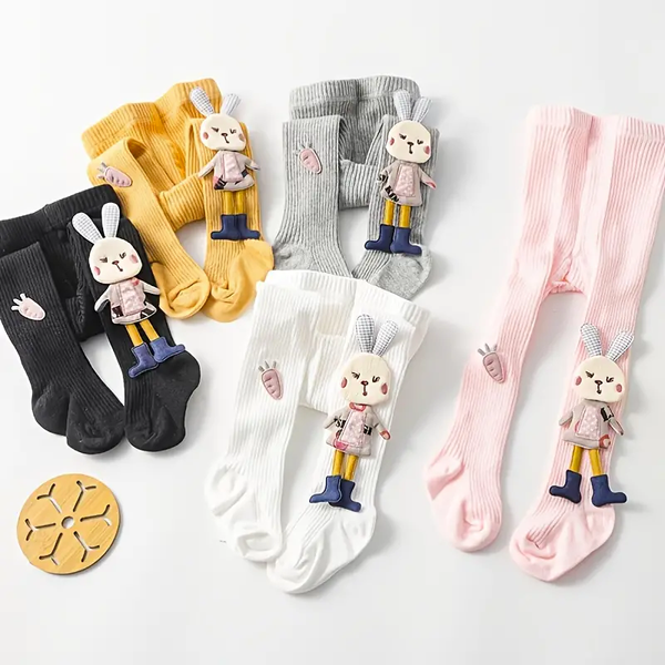 Girl's Grey Rabbit Pantyhose Easter Leggings