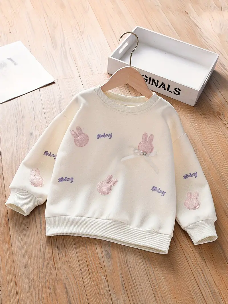 Bunny Appliques Crew Neck Sweatshirt