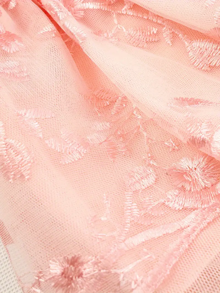 Peach Embroidered Three-layer Tutu Skirt