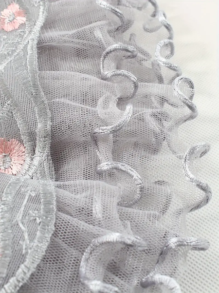 Grey Embroidered Three-layer Tutu Skirt