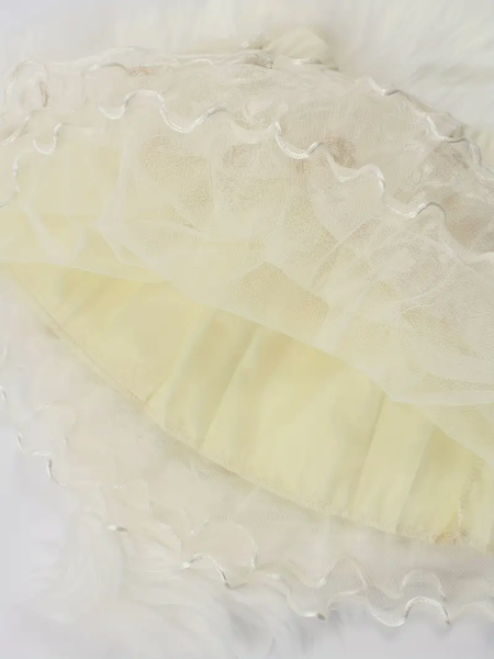 Light Yellow Embroidered Three-layer Tutu Skirt
