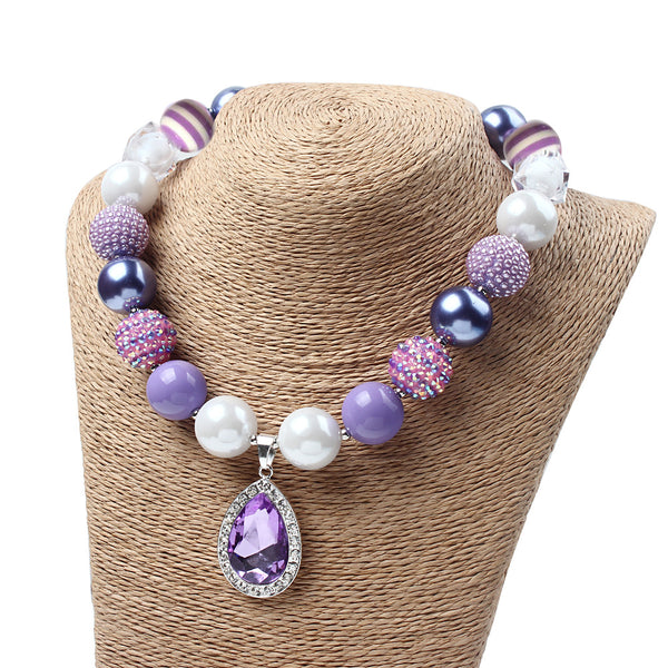 Teardrop Amethyst Pendant Necklace & Hairband Set
