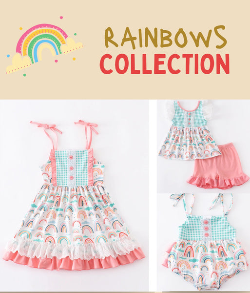 Pink Plaid Rainbow Ruffle Dress